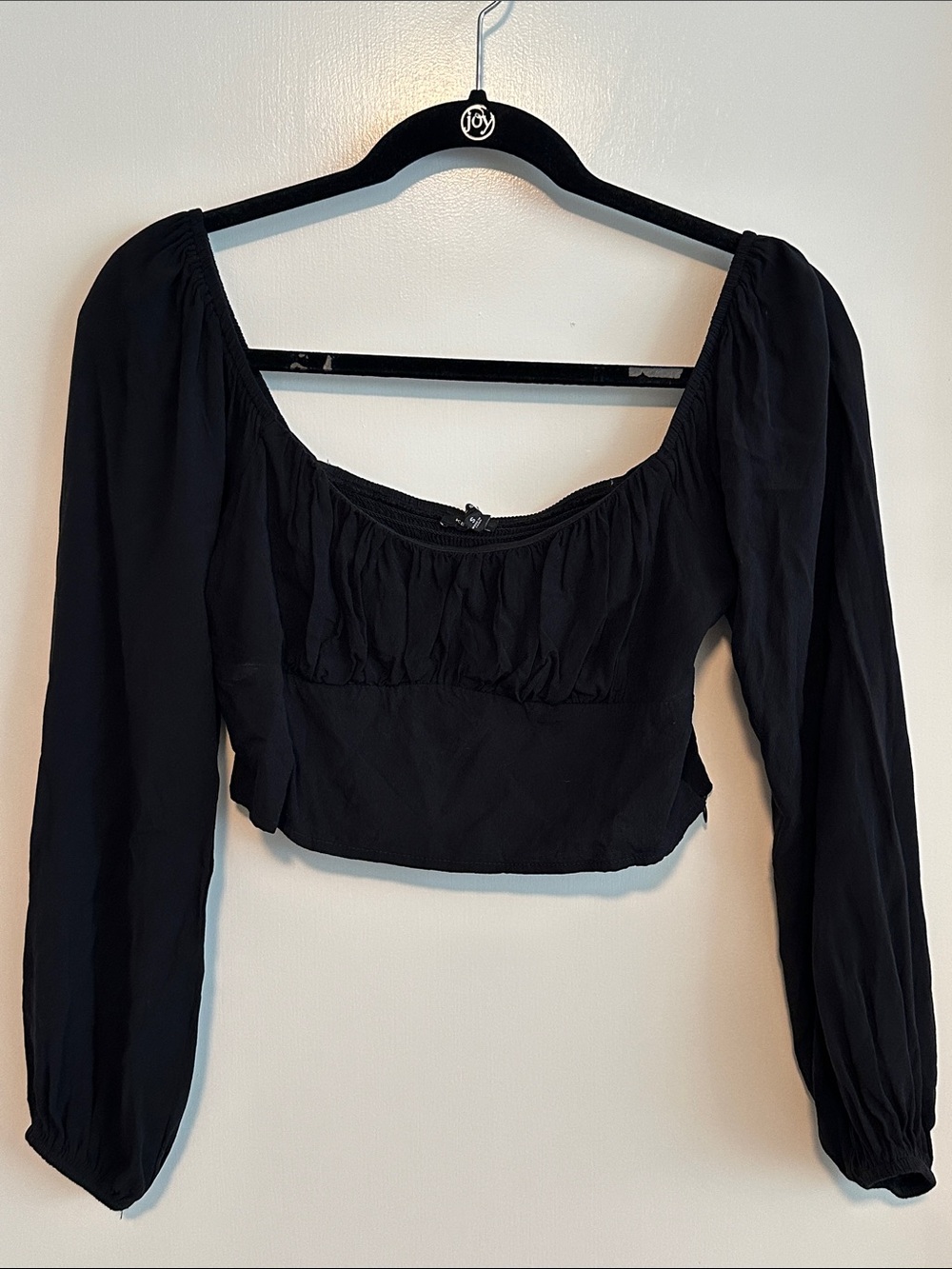 PacSun Black Long Sleeve Peasant Crop Top